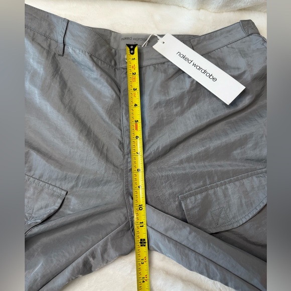 Naked Wardrobe Wide Leg Nylon Cargo Pants, Gray- size M (waist - Picture 9 of 13